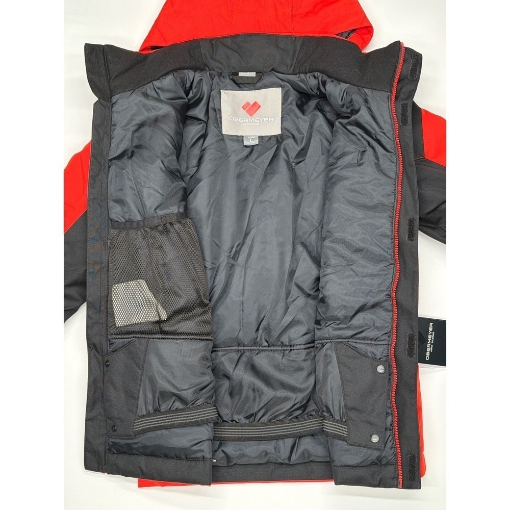 Obermeyer Boys Insulated Fleet Ski‎ Snowboard Jacket Black Red Size L 10000mm - Picture 5 of 11